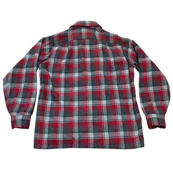 Vtg Pendleton Board Shirt M Virgin Wool Plaid Loop Collar Long Sleeve Shacket - Picture 3 of 6